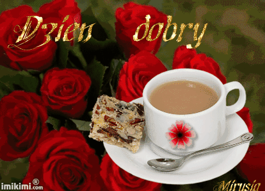 Miłego dnia - dzien dobry kawa roze M.gif