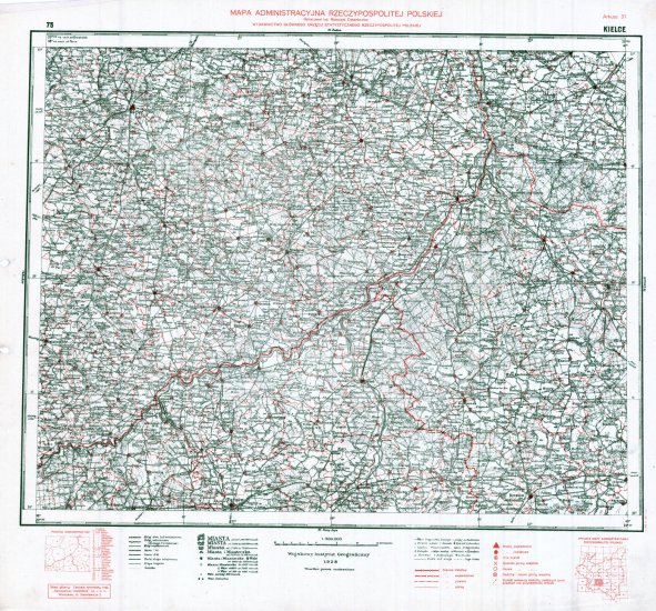 Mapa administracyjna Rzeczypospolitej Polskiej 1-300.000 - 75 - Arkusz 31 KIELCE WIG 1937.jpg