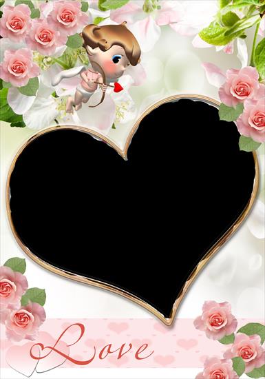 RAMKI - romantic frame with roses and Cupid - Our Love.png