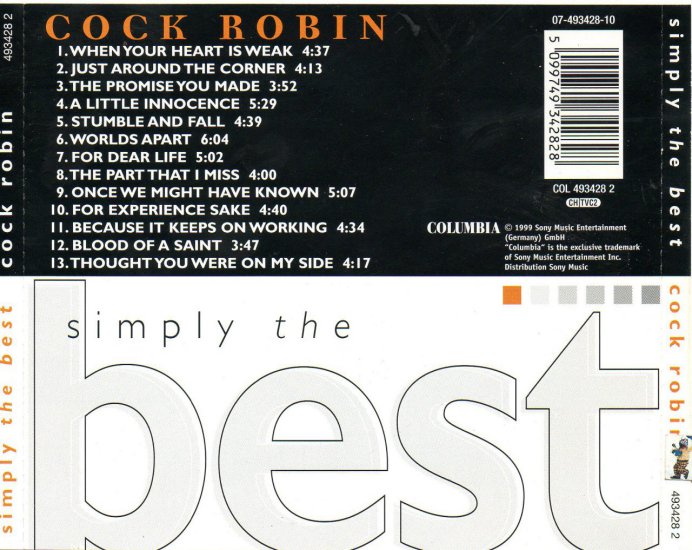 Cock Robin - Simply The Best 1999 - Okładka tył.jpg