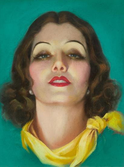 Kolekcja 2 - Rolf Armstrong - Brunette with Pearl Earrings and Yellow Tied Scarf.jpeg