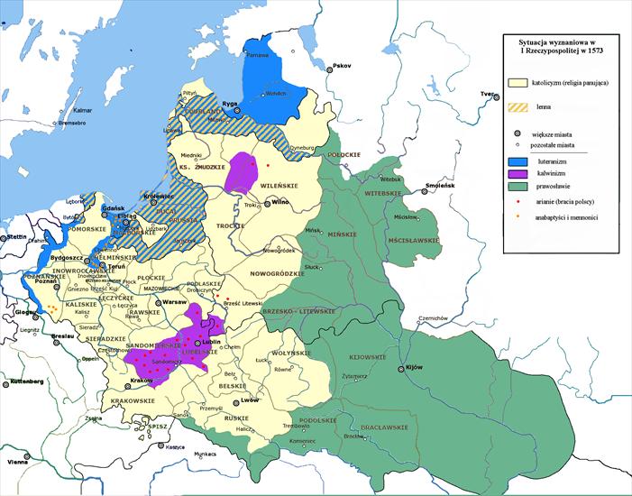-Historyczne mapy Polski - 1573 - Sytuacja wyznaniowa w I Rzeczypospolitej.PNG