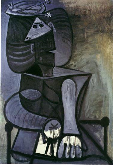 Picasso 1945 - Picasso Femme assise avec chapeau plat. 4-March 1945. 130 x.jpg